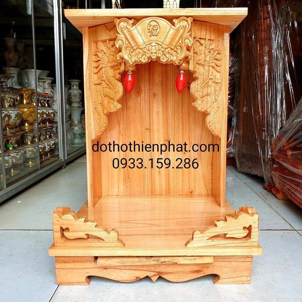 [HCM]Bàn thờ thần tài ông địa gỗ xoan ngang 35 cm màu vàng chanh