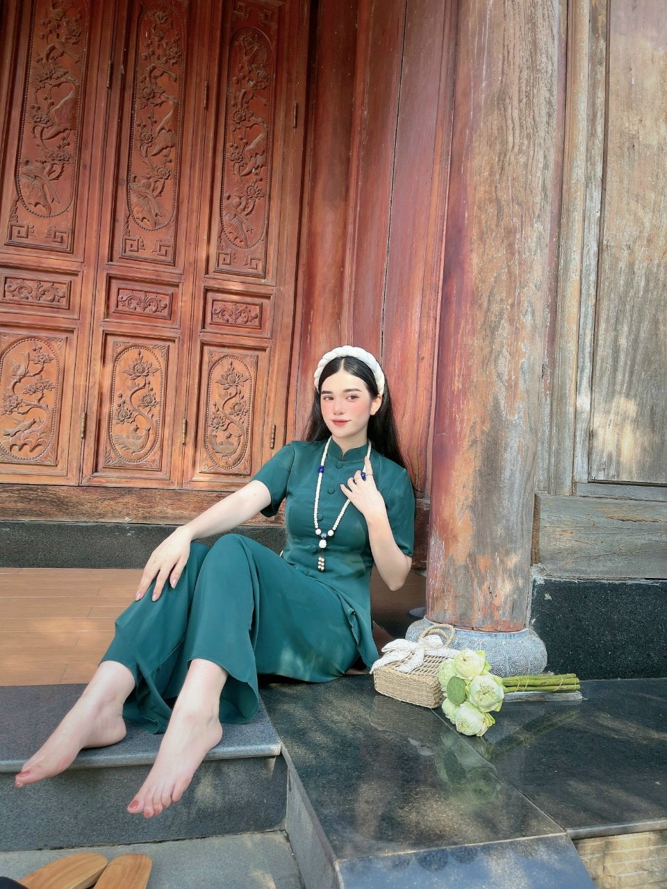 Đồ Lam Đi Chùa #Mẫu quý cô lụa phi yến# Quần Áo Nữ