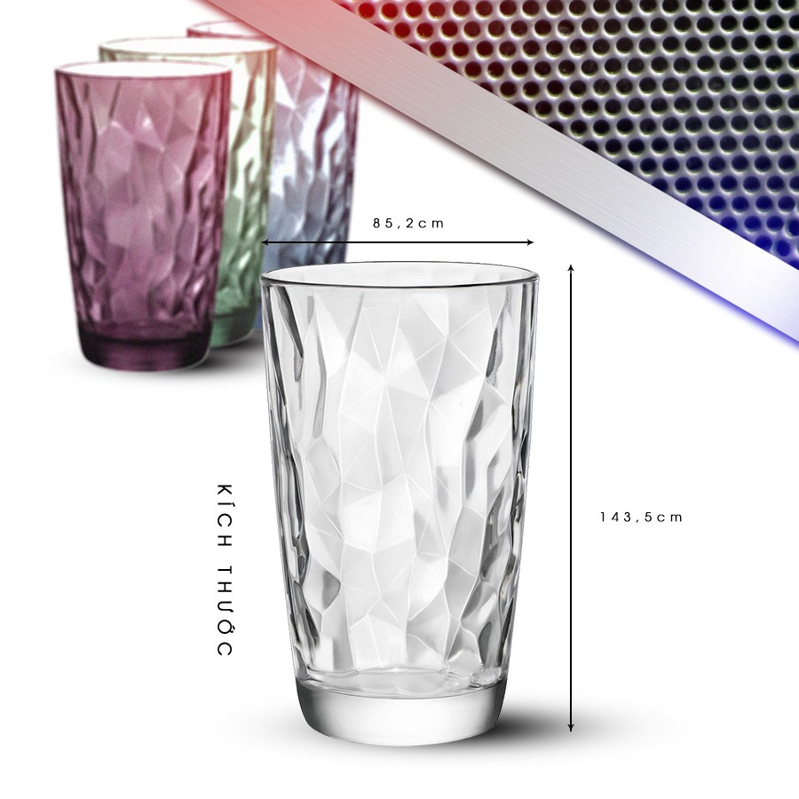 [Italy]Ly thủy tinh bormioli Rocco Diamond 300ml -470ml