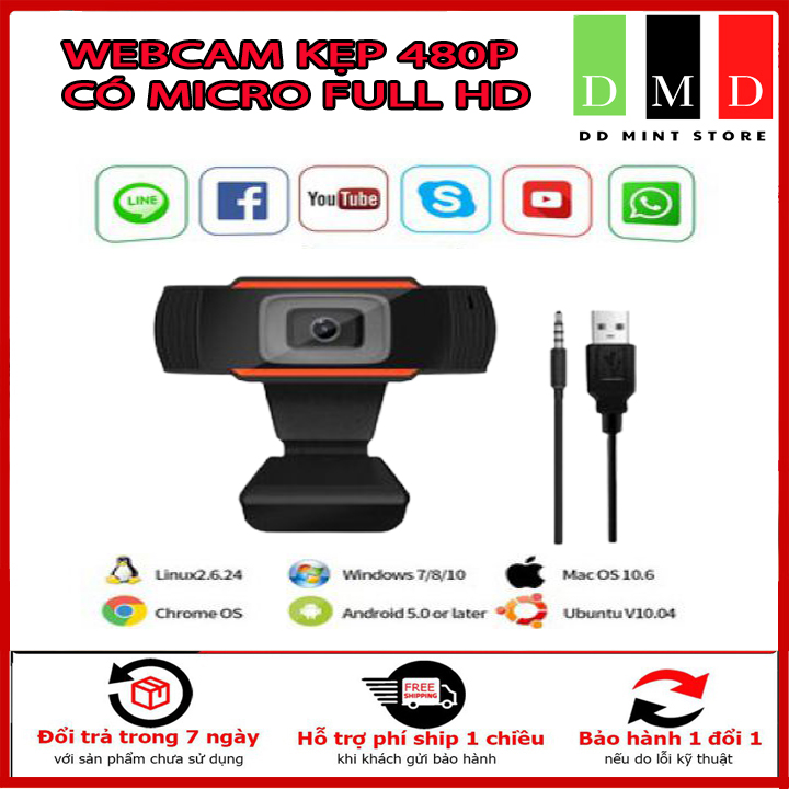 Webcam-W06 máy tính laptop livestream có Mic Full HD PC Gaming 480P chất lượng cao. Bảo Hành 6 tháng.