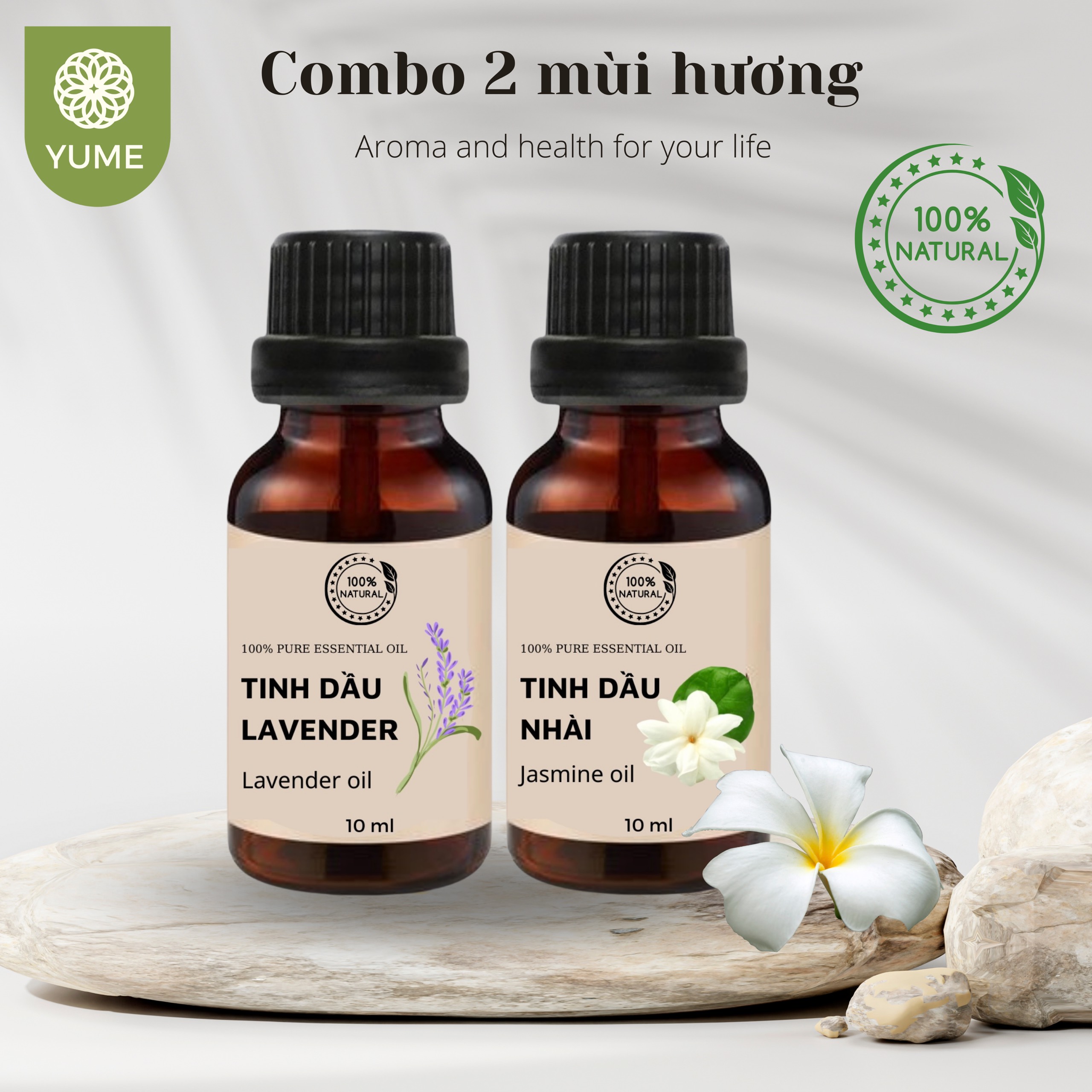 [HCM]Bộ 2 chai tinh dầu lavender và hoa lài cao cấp dùng cho máy xông tinh dầu thơm giúp làm sạch không khí tạo cảm giác thoải mái thư giãn