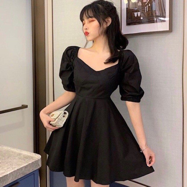 Đầm xoè tay lỡ 2 màu