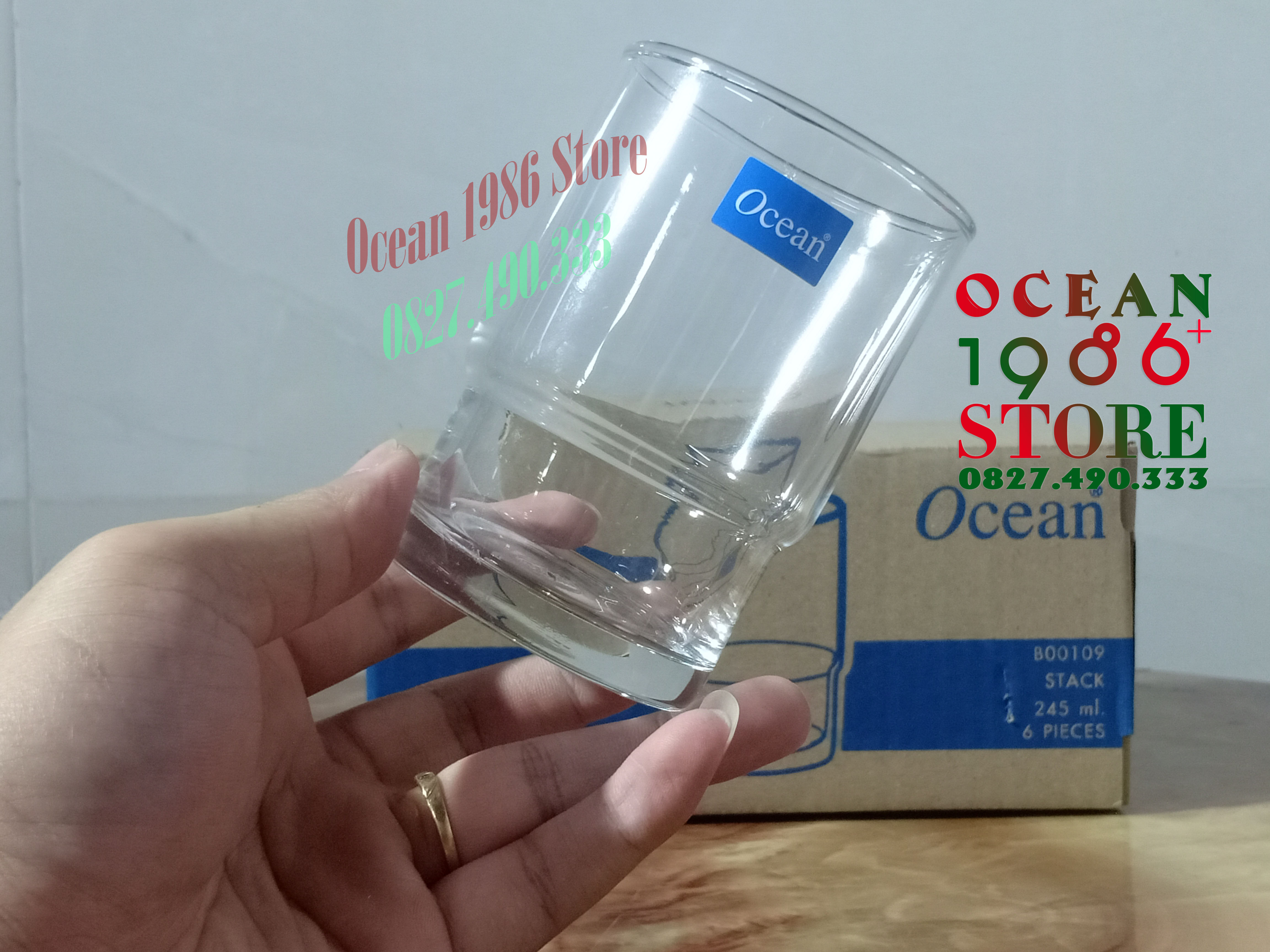 Bộ 6 Cốc Thủy Tinh Stack loại cao Ocean – B00109 – 245ml
