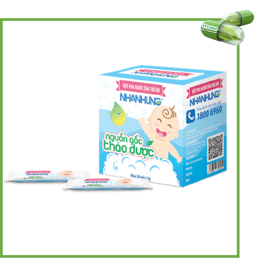 Bột pha nước tắm trẻ em Nhân Hưng - Giảm ngứa rôm sẩy từ thảo dược