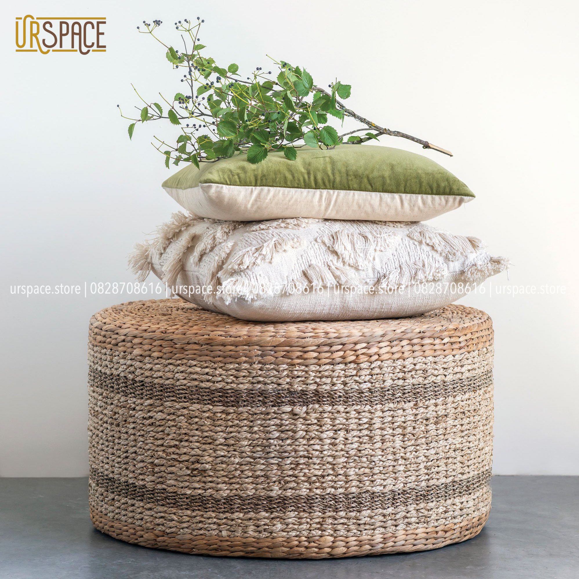 Water hyacinth ottoman stool D40 x H30 cm