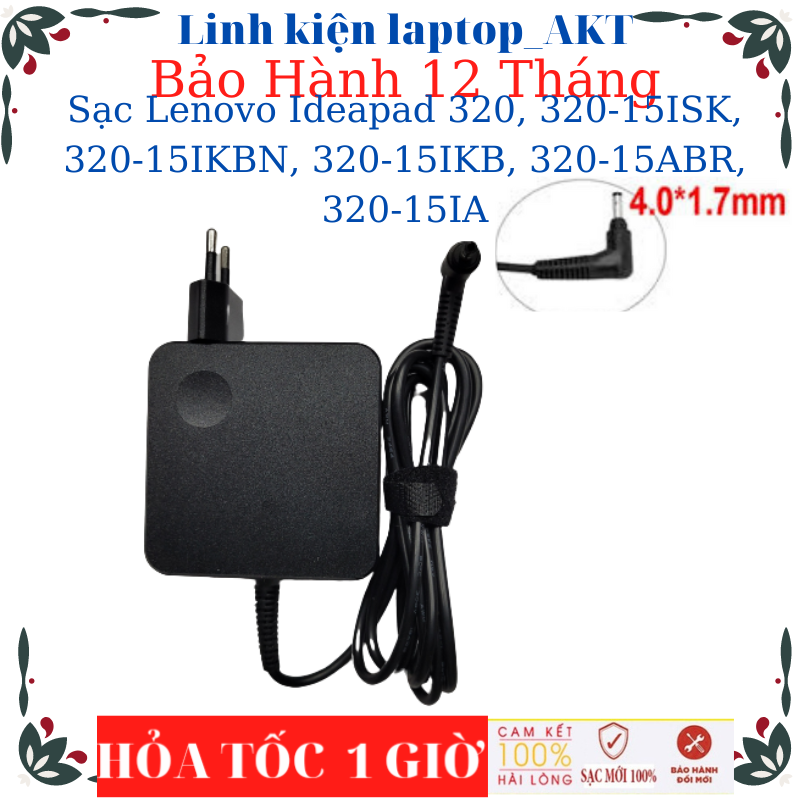 Sạc laptop lenovo ideapad 320, 320-15isk, 320-15ikbn, 320-15ikb, 320-15abr, 320-15ia- sạc 20v-2.25a/3.25a-45w/65w chân 4.0*1.7mm