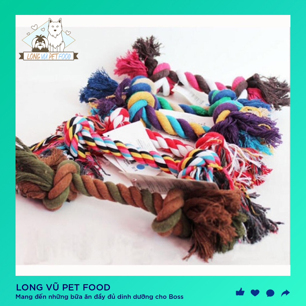 Đồ cho chó. Dây cotton bện thừng cho cún chống gặm - Long Vũ Pet Food