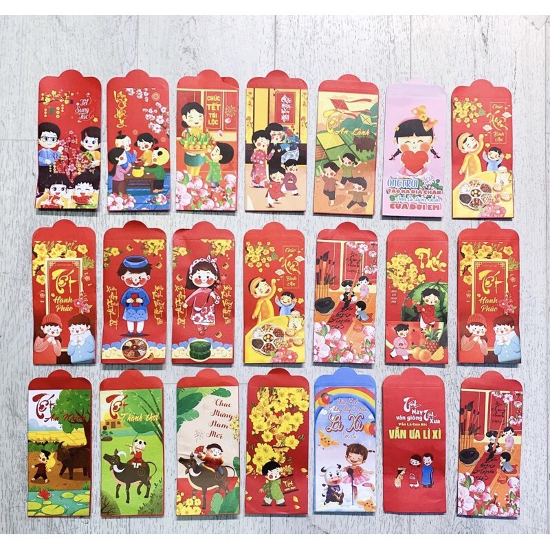 Combo 5 phong bao lì xì mẫu cực đẹp dịp Tết 2021