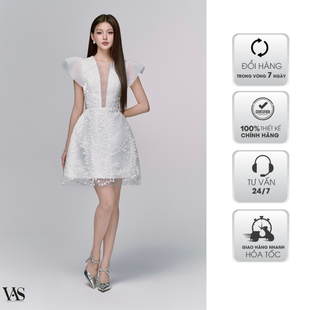 Đầm tiệc nữ VANANHSCARLET phối ren V017F23
