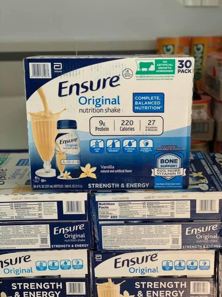 HCMSữa Ensure nước Original Nutrition Hương Vani Lốc 6 Chai x 237ml