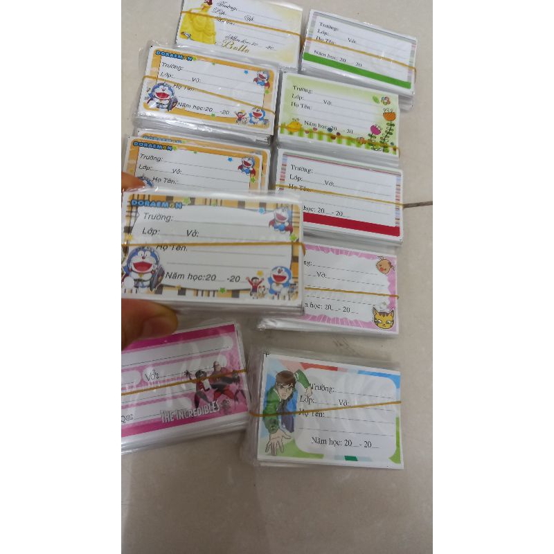 Set 16 nhãn vở ,nhãn vở cắt sẵn hình dễ thương cho bé