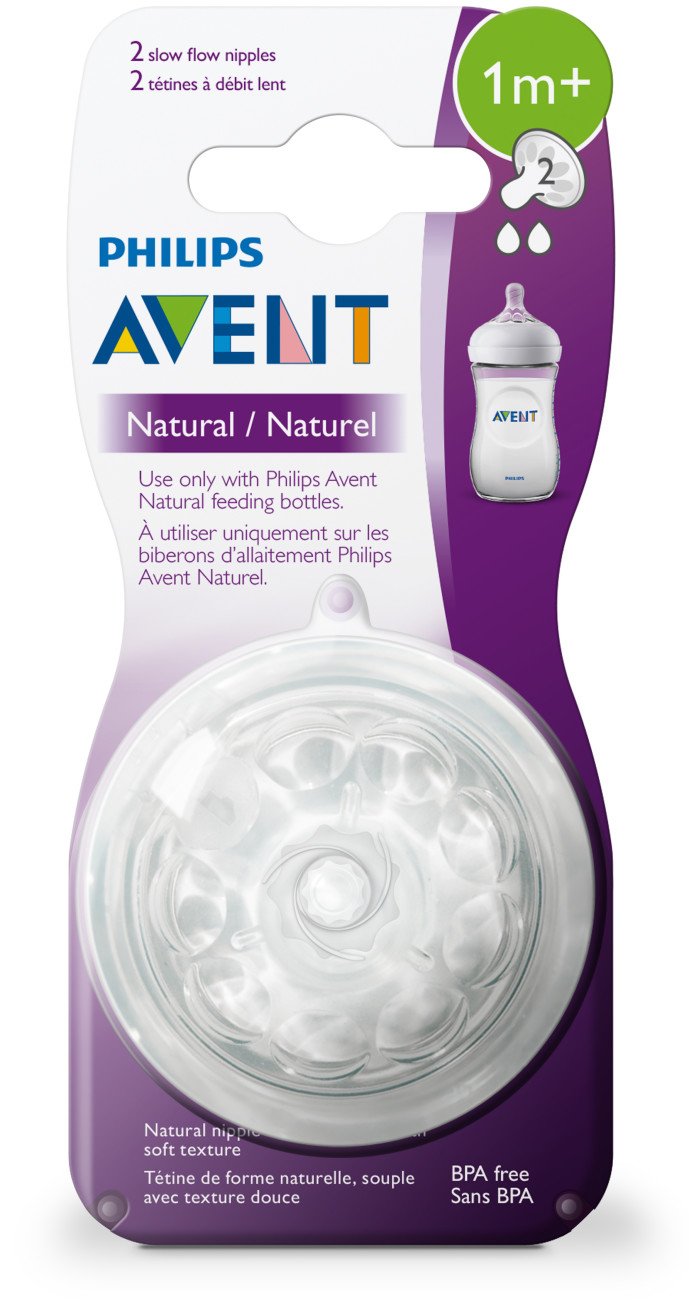 Núm ti Avent Natural size 2 cho bé từ 1 tháng tuổi