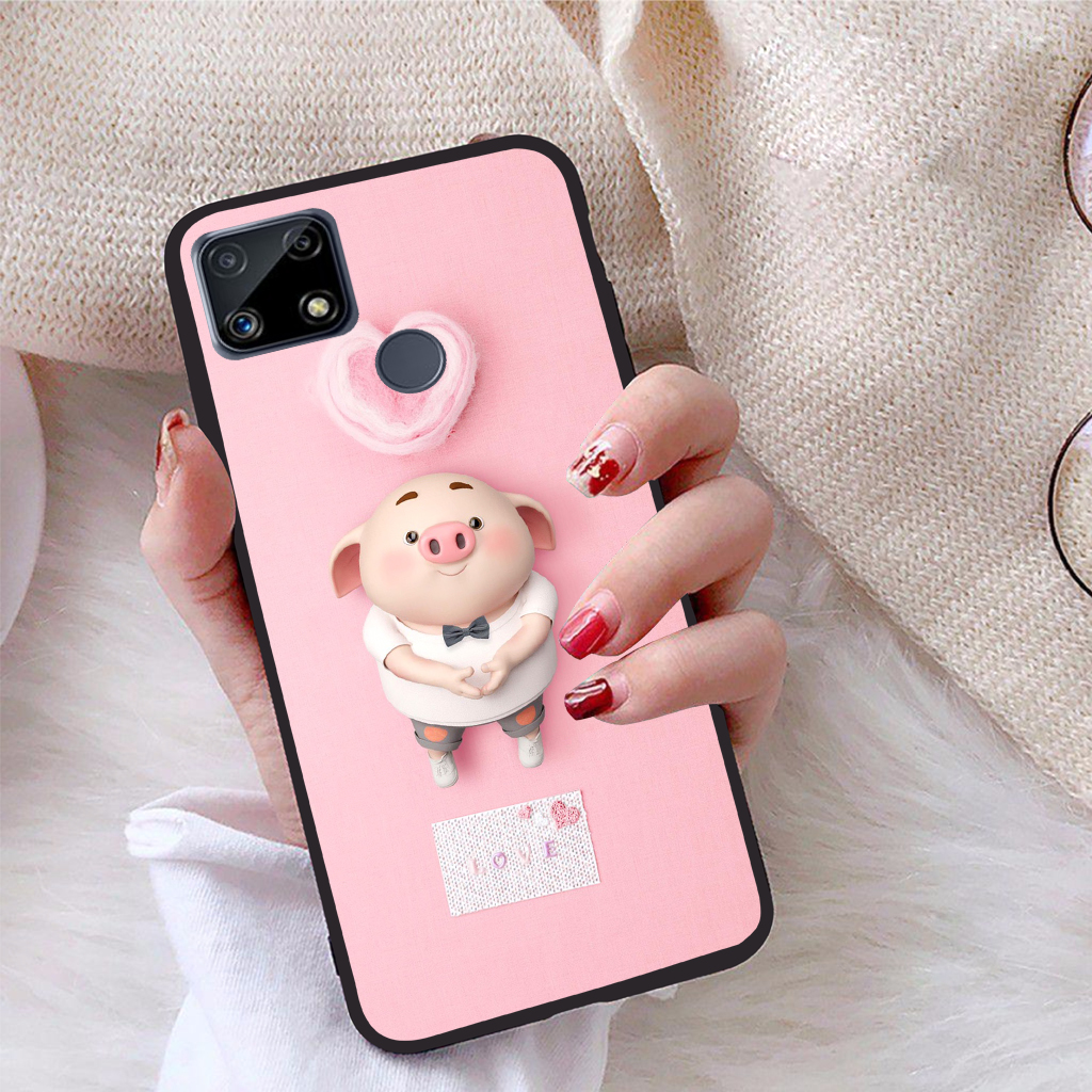Ốp lưng Realme C25Y viền dẻo TPU BST Pig Cute