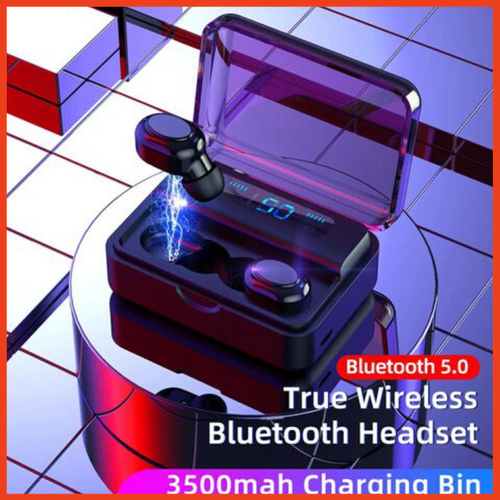 Tai nghe bluetooth s590 tws kiểu dáng airpods nghe 2 tai kiêm sạt dự phòng có led hiển thị