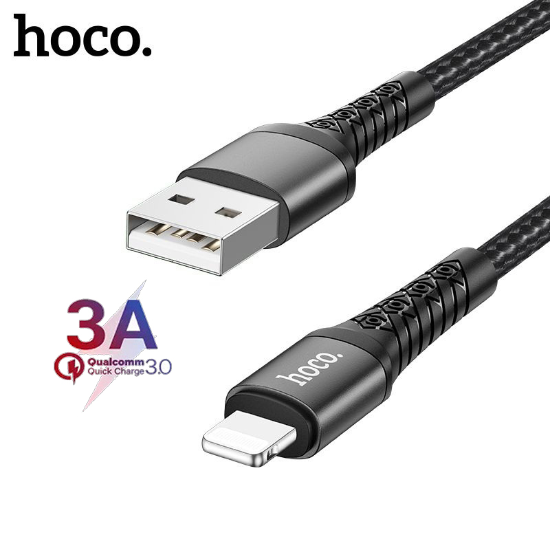 Cáp sạc nhanh 3A Hoco DU19 Lightning dây dù siêu bền dài 1M cho iPhone/iPad