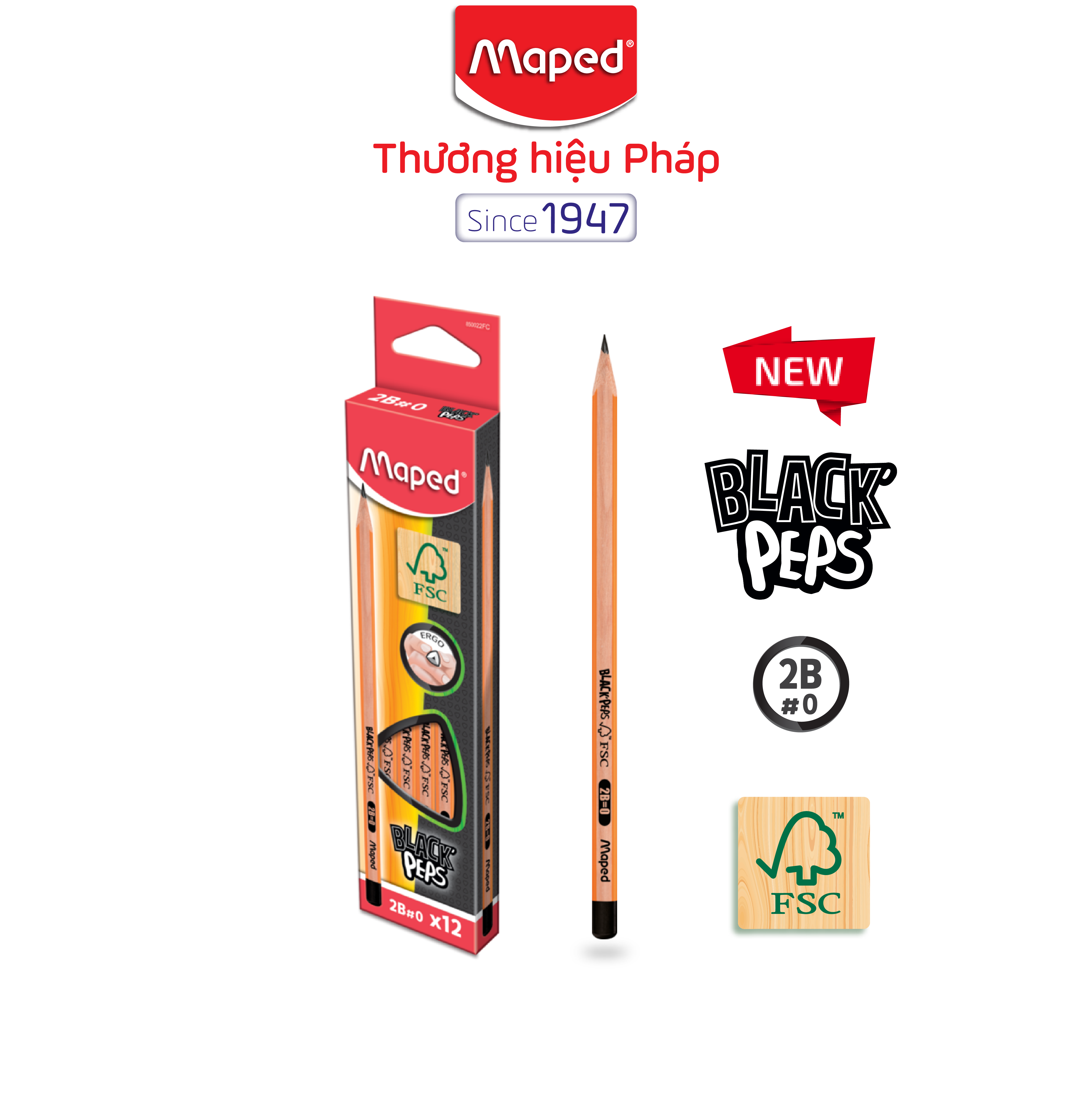 MAPED - Viết chì đen FSC Maped Gôm/không gôm [Chính hãng]