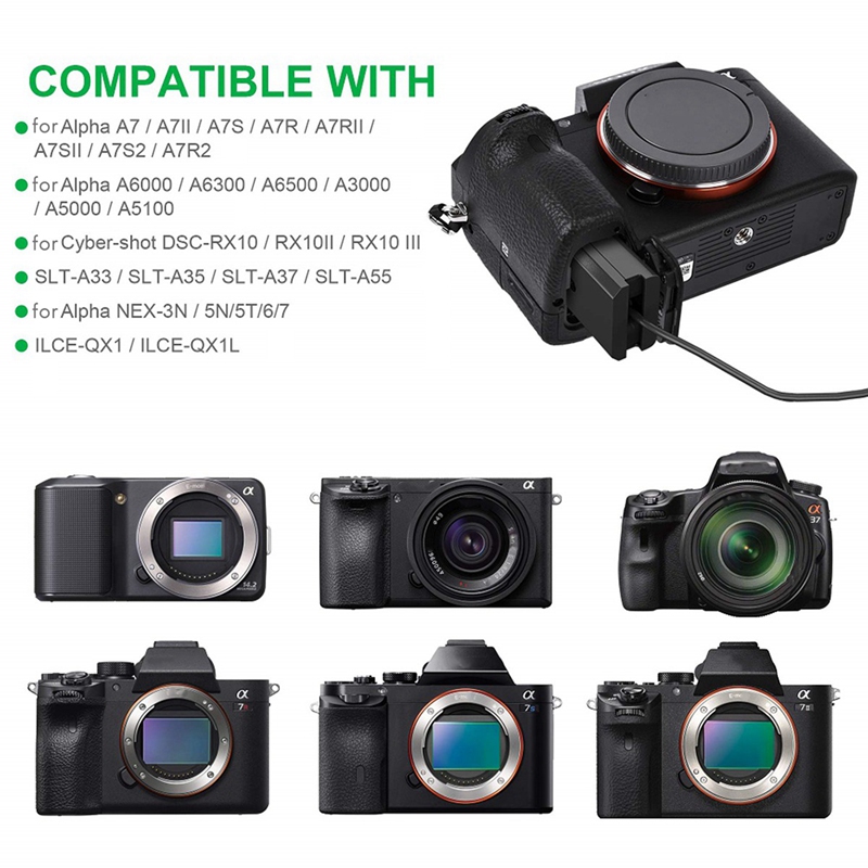 ACPW20 NPFW50 Dummy Battery AC Power Supply Adapter DC Coupler Kit