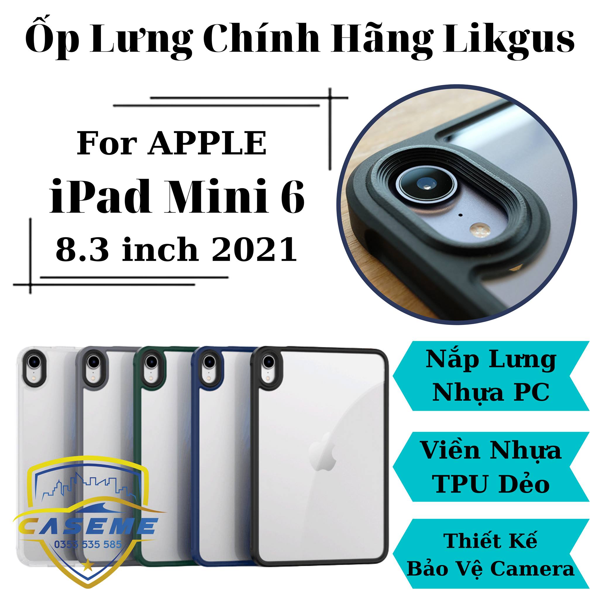 Ốp lưng LIKGUS dành cho iPad Mini 6 2021 - 8.3 inch chống sốc viền màu cao cấp