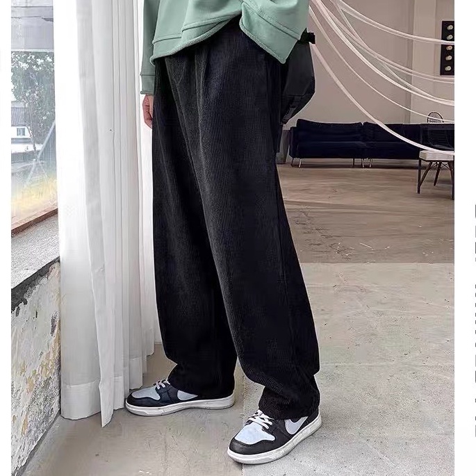 Quần ống rộng nam nữ T-MEN dáng suông nhung tăm, quần jogger nam nữ unisex len tăm.
