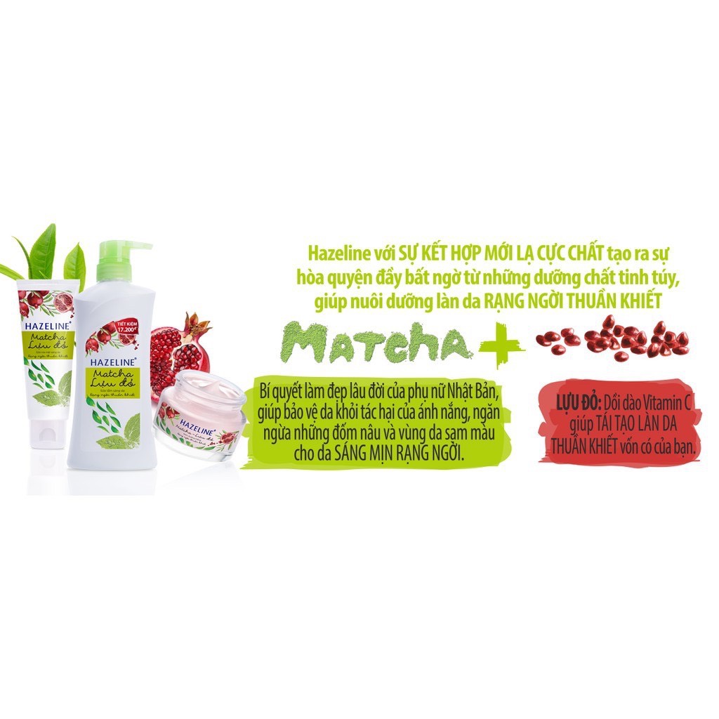 Sữa tắm Hazeline Lựu & Matcha (Xanh) Chai 1Kg