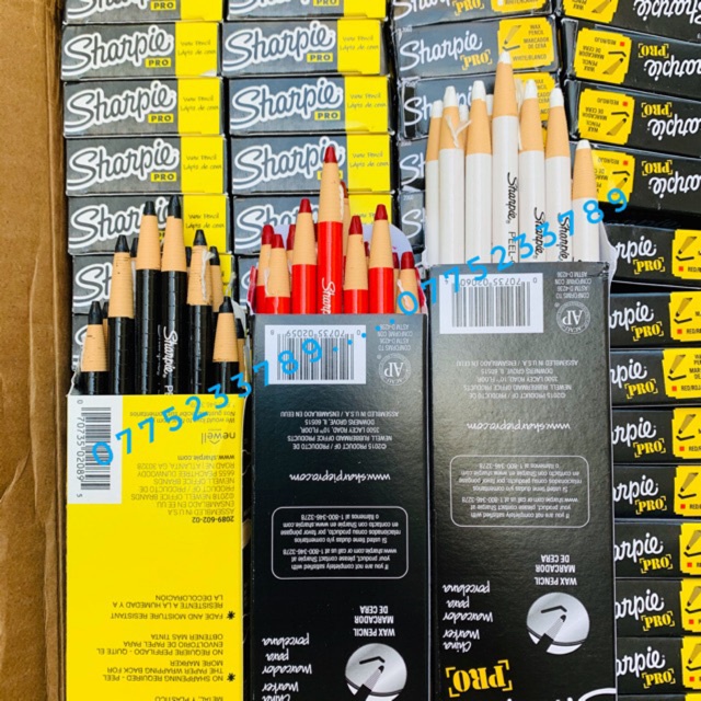 CHÌ ĐÁ  Chì Kẻ Mày Không Trôi- SHARPIE PRo - Đen Đỏ Trắng-USA