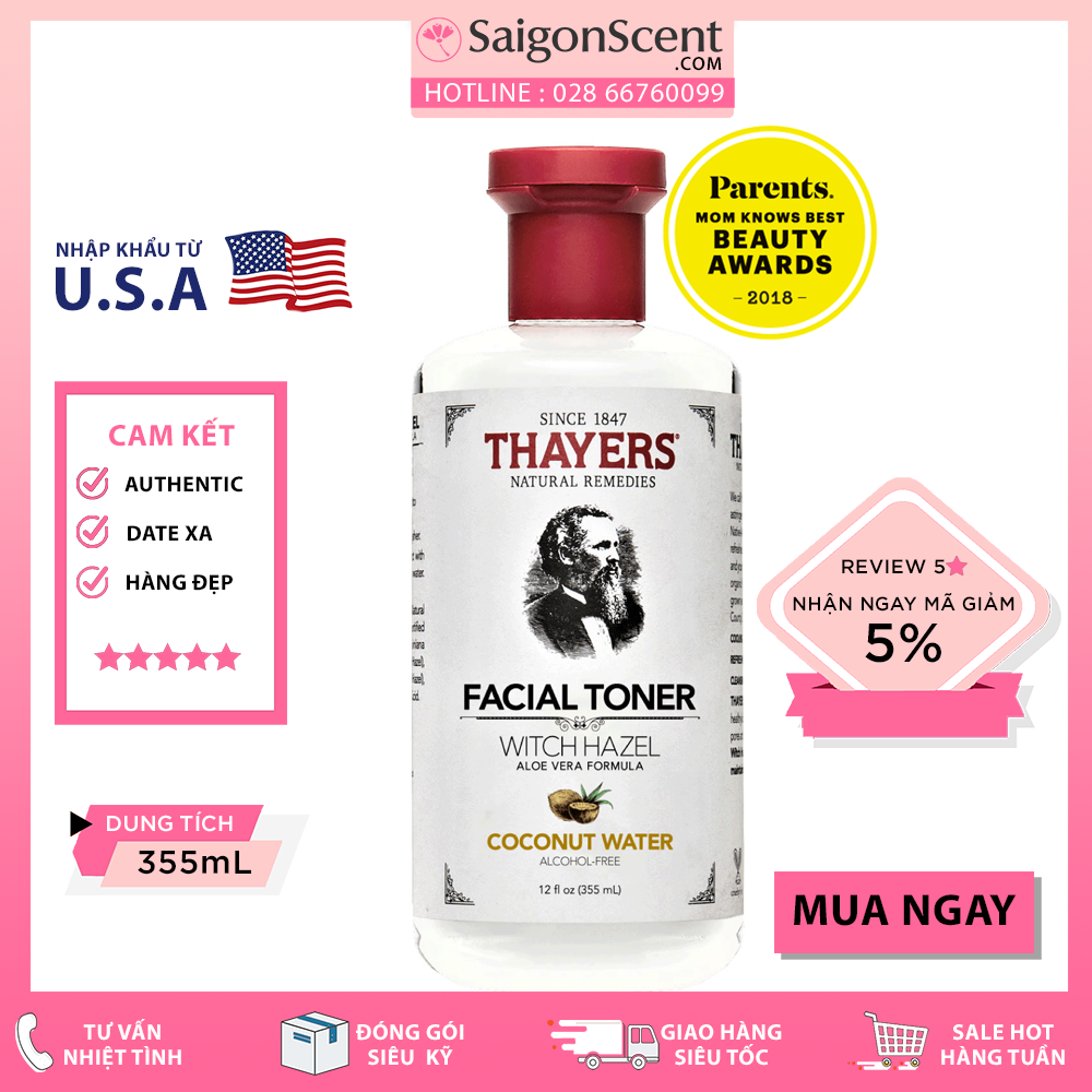 Nước cân bằng Thayers Witch Hazel Alcohol-Free Toner Coconut Water ( 355mL )
