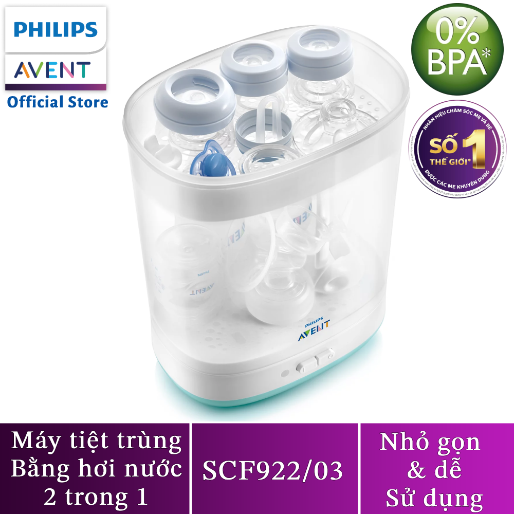 Philips Avent Máy tiệt trùng bình sữa 2 trong 1 SCF922/03 (Xấu vỏ)