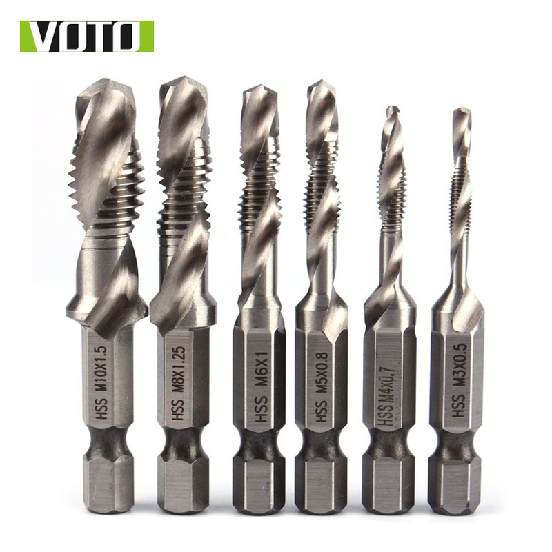 Bộ 6 mũi taro chân lục giác tạo ren doa âm mũ vít m3 - m10