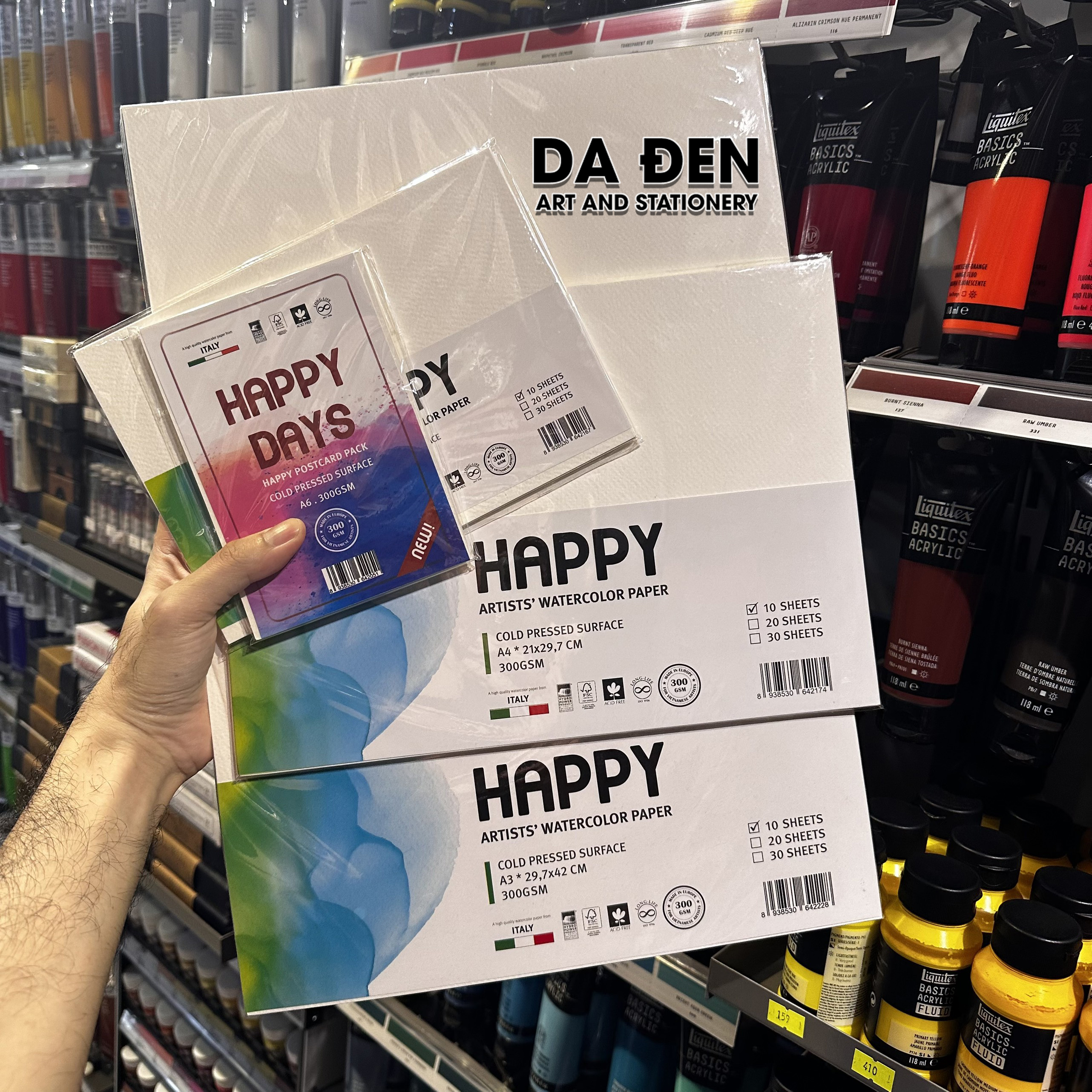 [DA ĐEN] Giấy Vẽ Màu Nước Happy Artist 300gsm