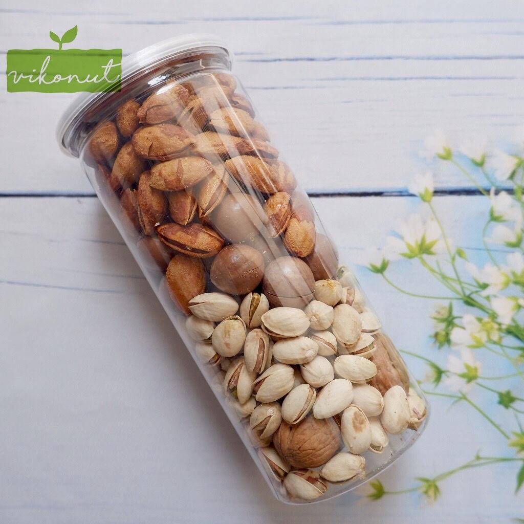 [HCM]Mix hạt 4 loại Macca Óc chó Dẻ cười Hạnh nhân rang bơ [500gr]