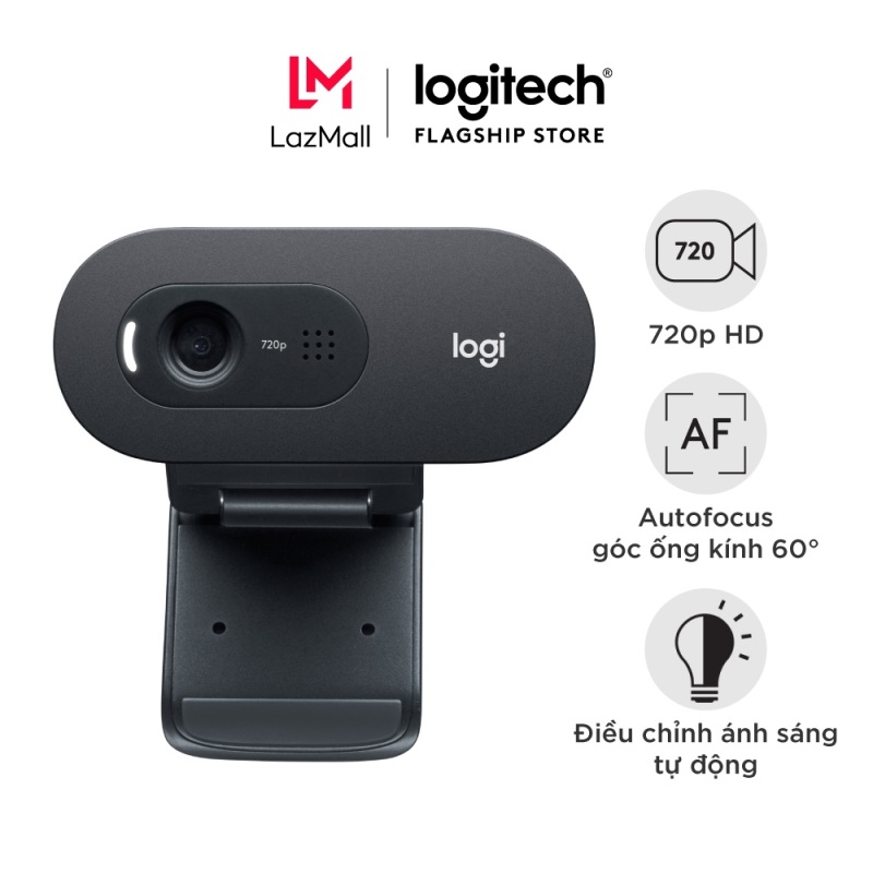 Webcam Logitech C505 (C505e) 720p HD - Dây USB-A 2m mở rộng, Góc camera rộng, micro đa hướng giảm ồn và dài 3m, phù hợp PC/ Mac