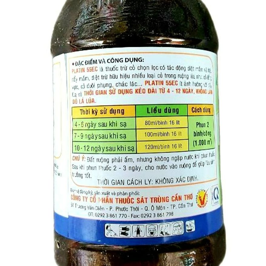 (Combo 5 chai)💎 Thuốc trừ cỏ hậu nảy mầm PLATIN 55EC (Chai 450ml).💖