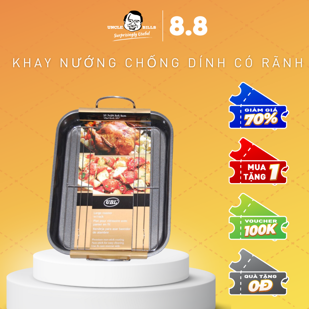 Khay Nướng Chống Dính Có Rãnh Uncle Bills KC0101 - Hàng Nhập Khẩu
