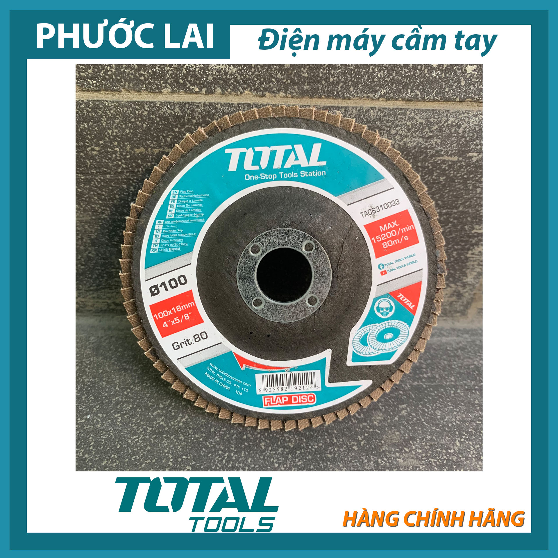 Nhám xếp P80 100x16mm TOTAL TAC6310033