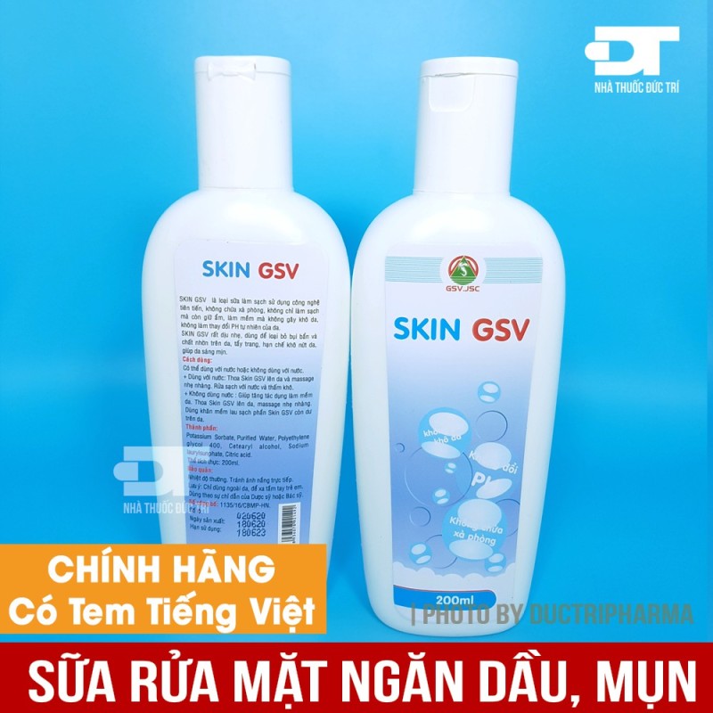Sữa rửa mặt skin gsv 200ml - dành cho da dầu mụn nhạy cảm, cam kết hàng đúng mô tả, chất lượng đảm bảo an toàn đến sức khỏe người sử dụng