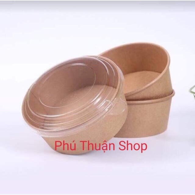 COMBO 50 TÔ GIẤY/ THỐ GIẤY KRAFT 1000 ML CÓ NẮP ĐẬY