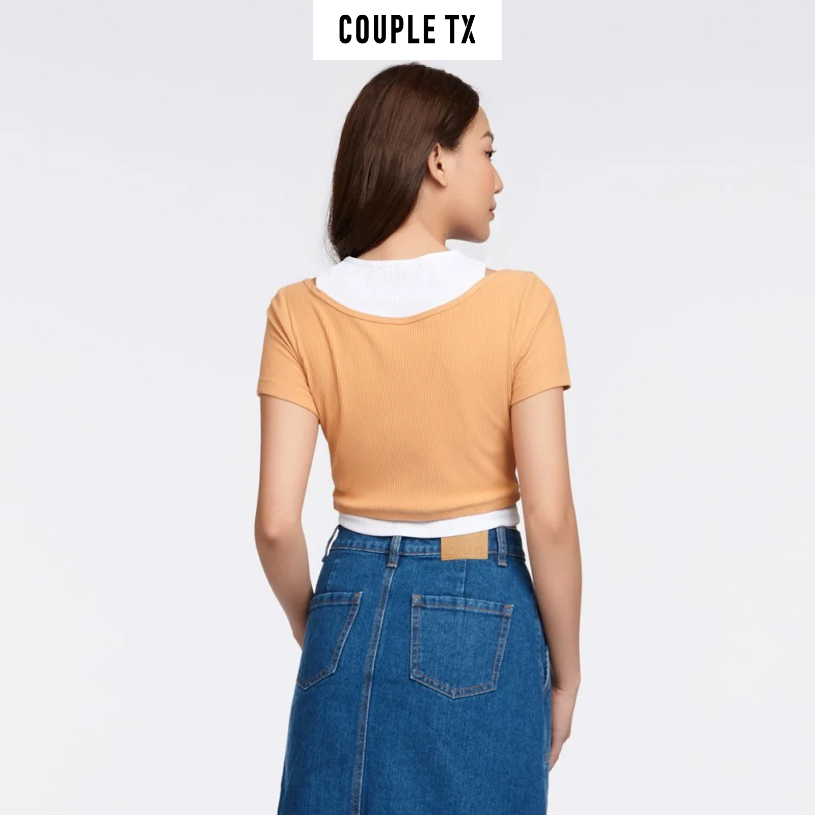 Áo Thun Nữ COUPLE TX - Áo Nữ Kiểu Đẹp Vải Gân Kiểu Phối 2 Layer WTS 2255
