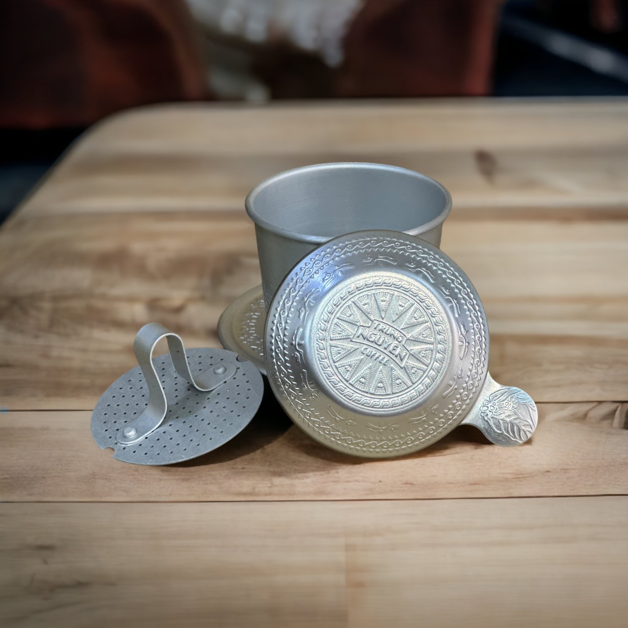 ( KHÔNG HỘP) Phin pha cà phê bằng nhôm Trung Nguyên( Hoa Văn)