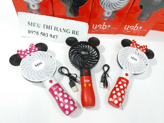 Quạt cầm tay mickey 3109 - 3 cấp độ - có đèn