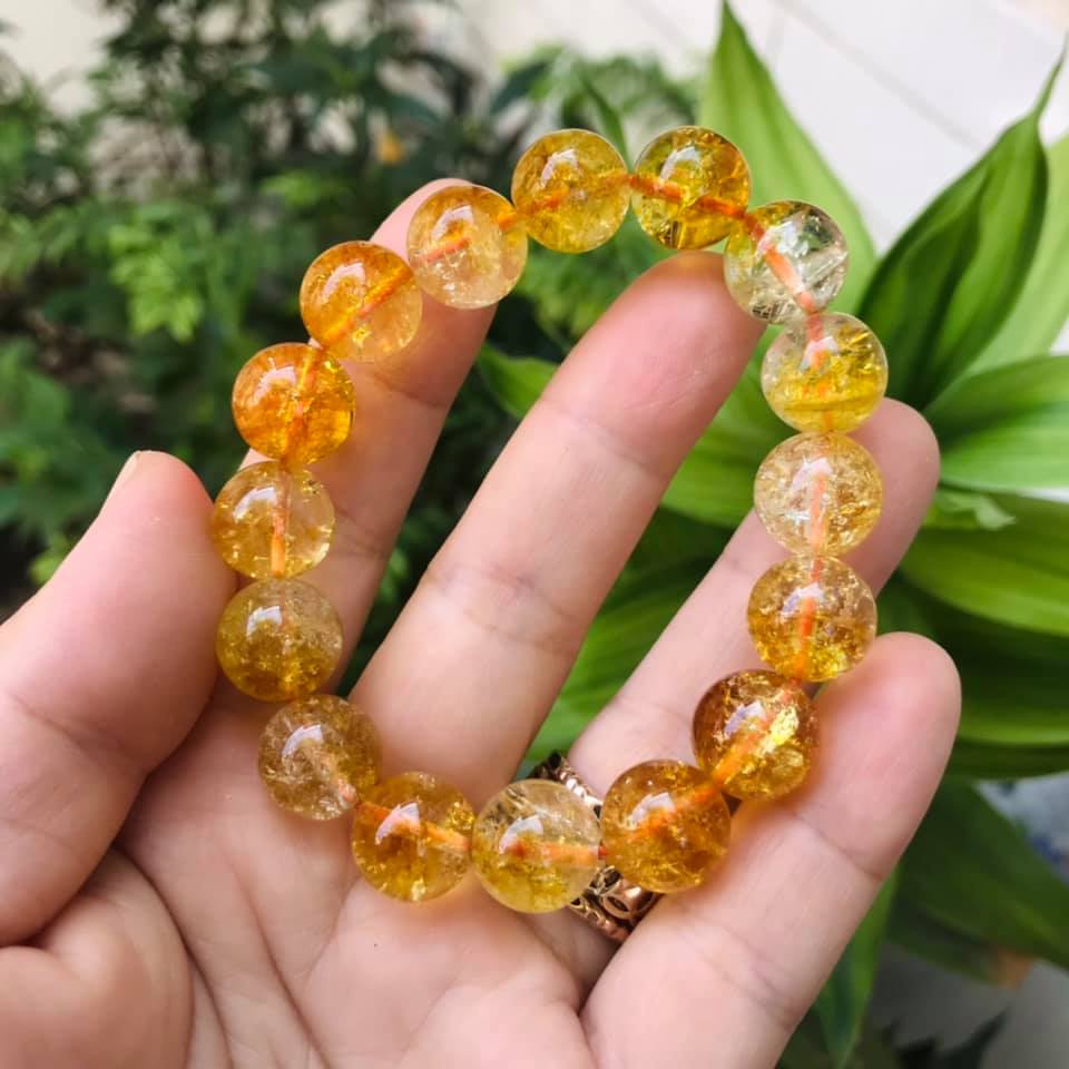 VÒNG TAY THẠCH ANH ƯU LINH VÀNG 12LY