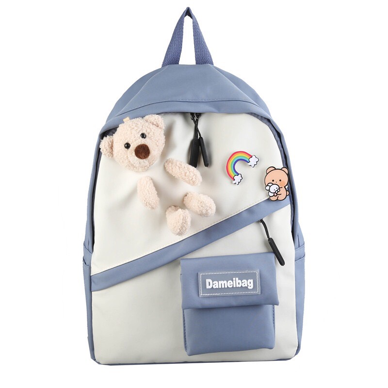 {TẶNG KÈM 2 STRICKER  } Balo thời trang kèm gấu bông cho học sinh, balo phong cách ullzang, cặp sách đi học