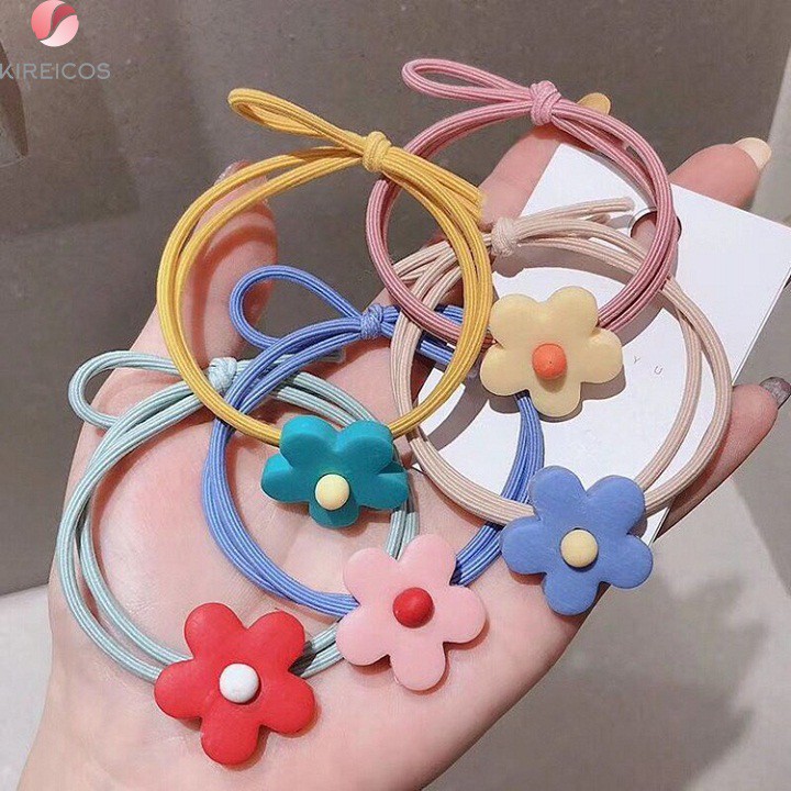Set 5 dây cột tóc và 1 kẹp hoa 5 cánh nhiều màu