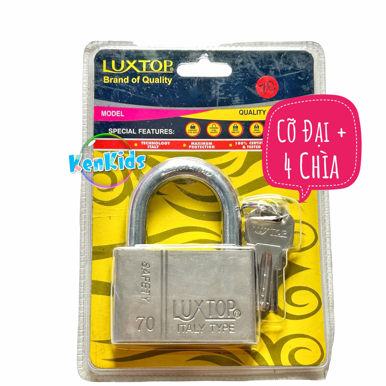 Ổ khóa cửa treo lớn chìa muỗng Luxtop 60mm/70mm