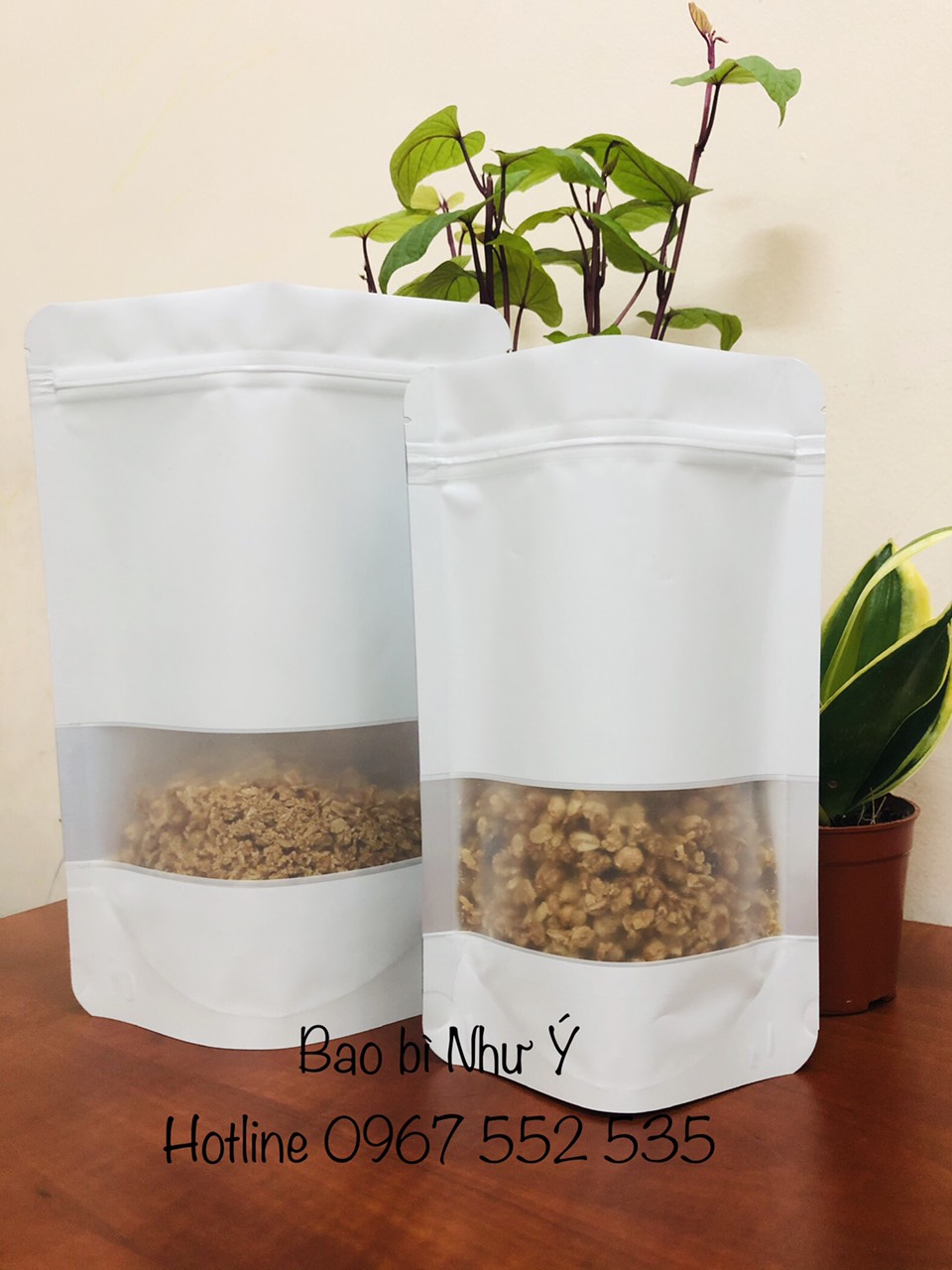 [1kg/size] túi zip sữa cửa sổ tràn đựng bột đậu hạt cafe (mẫu mới có móc khóa - hoặc ko móc khóa)