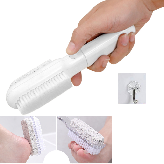 Bàn chải thạch nhũ 2 đầu kết hợp chà gót chân tặng kèm miếng dán tường
