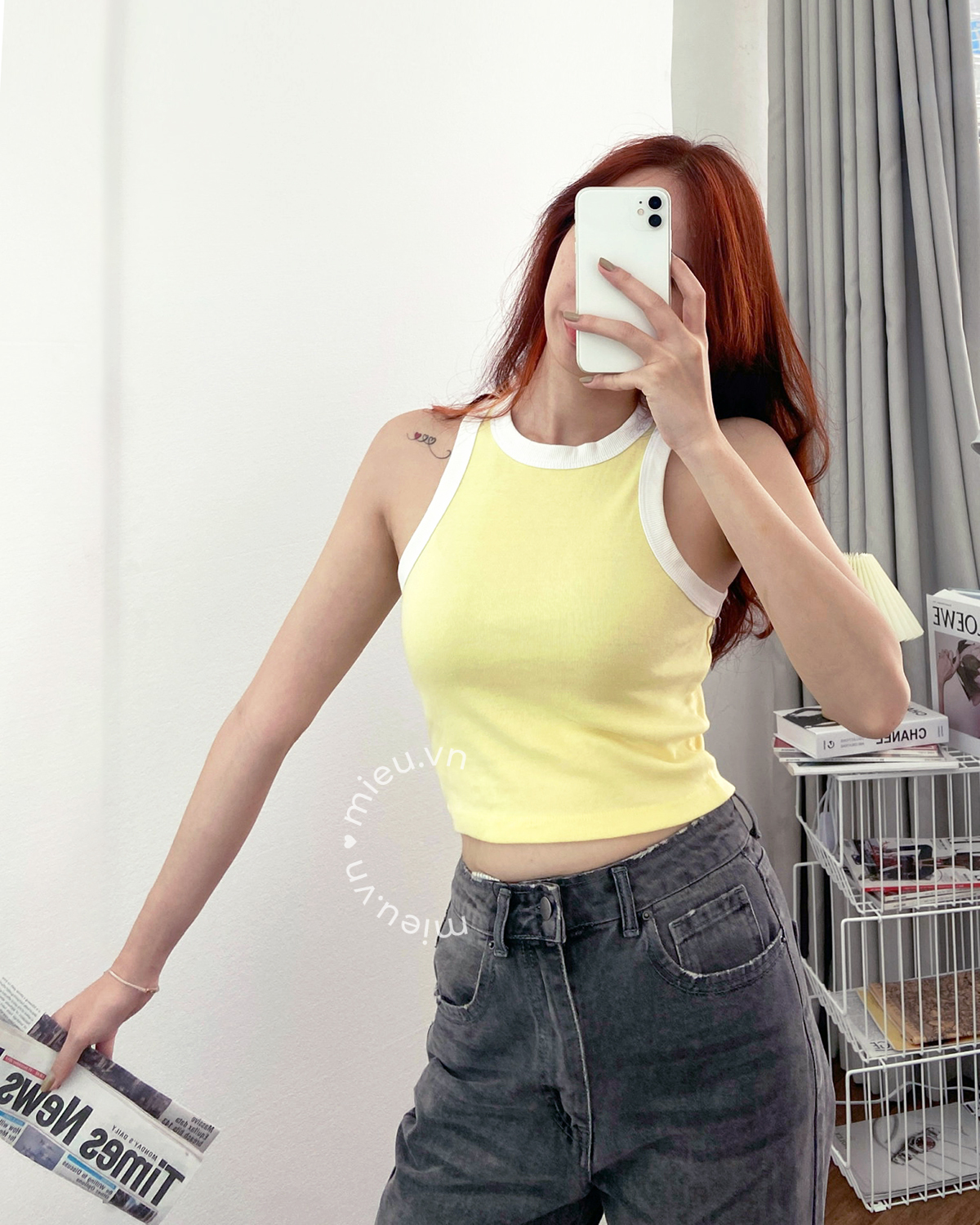 Áo crop thun balo sọc gân MIEU - JJN05