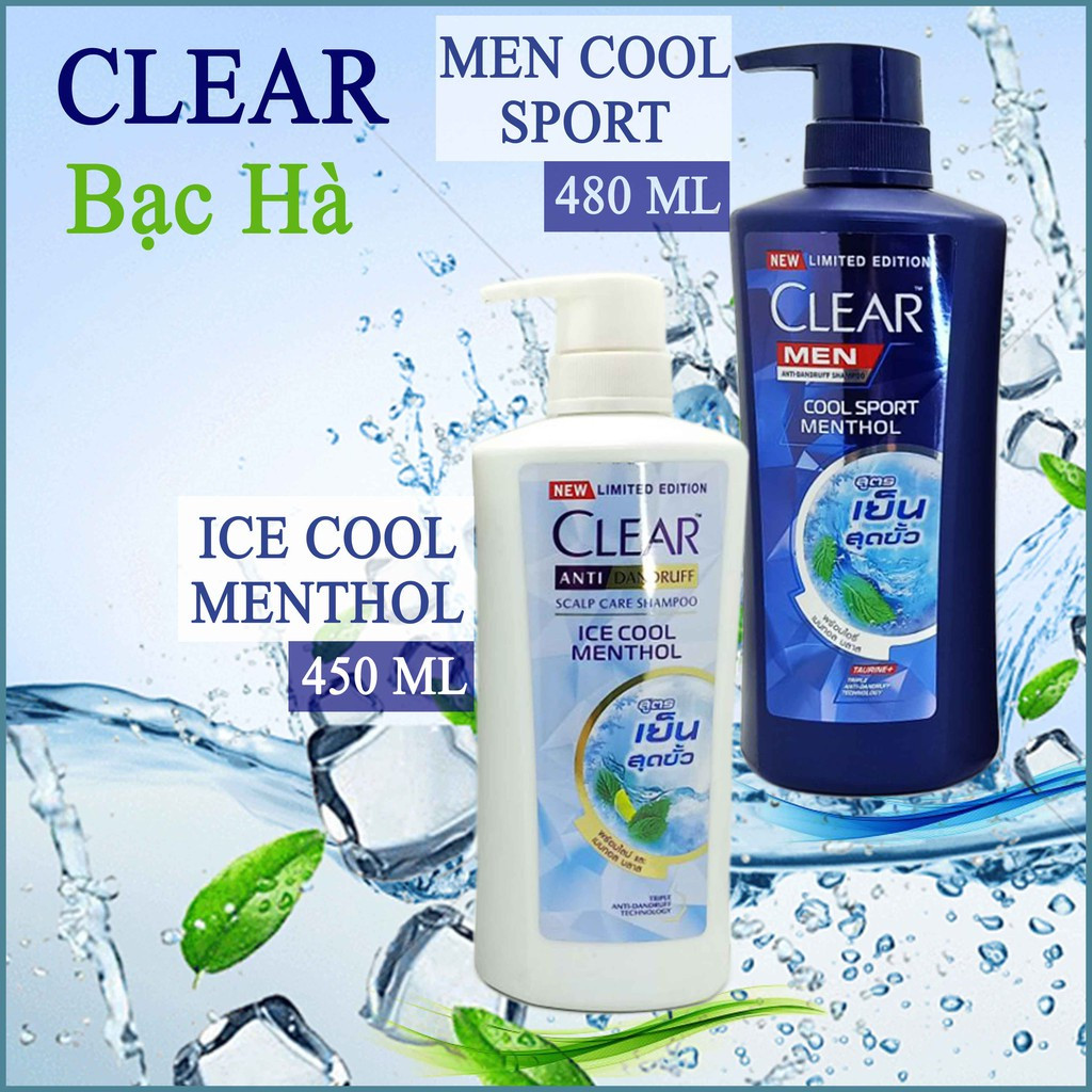 Dầu Gội Đầu Clear Thái Lan  Clear Men và Clear Bạc Hà