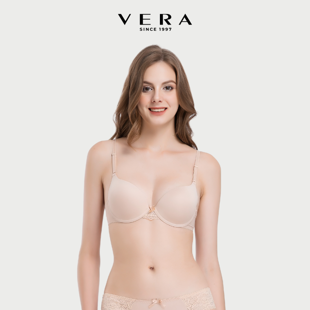 Áo ngực Mold cup 3/4 mút dày VERA Microfiber phối ren - V6301