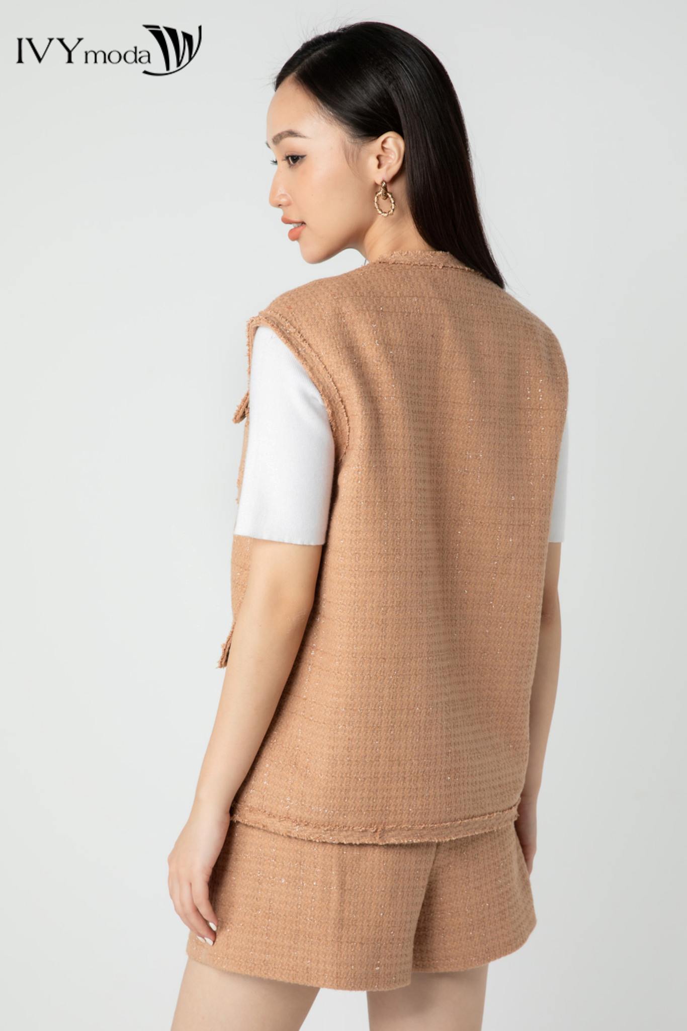 Áo gile nữ dạ Tweed IVY moda MS 76T0093