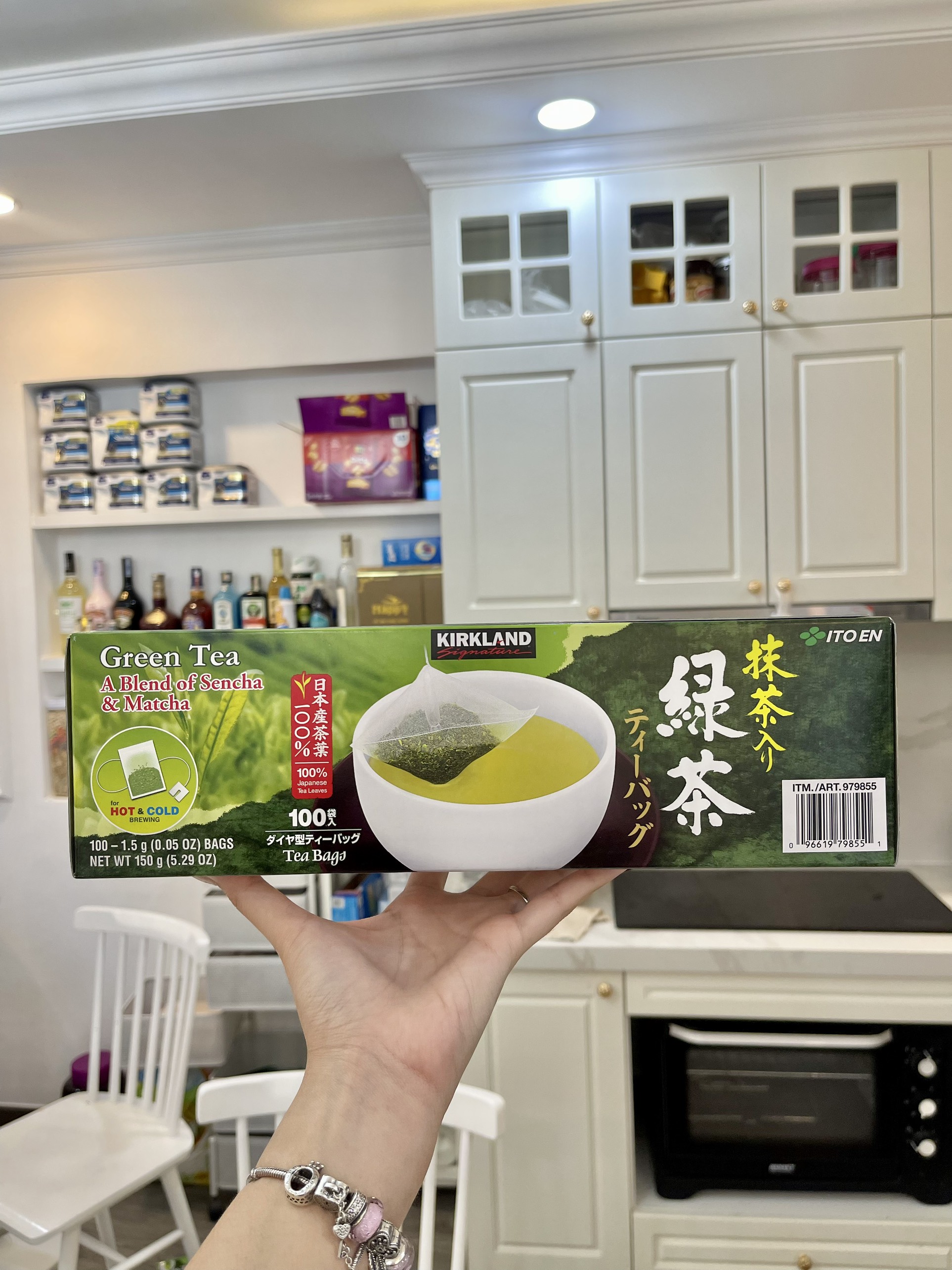 Trà xanh kirkland green tea a blend of sencha & matcha 100 gói